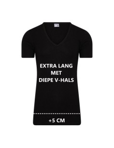 Beeren Heren Extra lang T-shirt met diepe V-hals M3000 6Pack Zwart