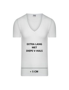 Beeren Heren Extra lang T-shirt met diepe V-hals M3000 Wit