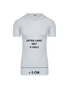 Beeren Heren Extra lang T-shirt met V-hals M3000 6Pack Wit